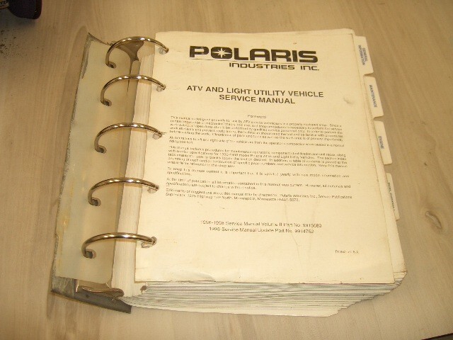 Polaris atv light utility service manual volume ll 9913680 9914752 in binder