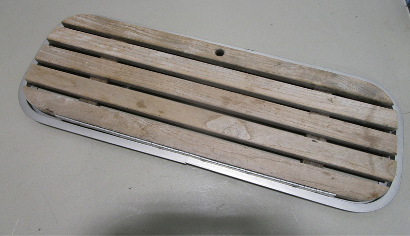 Floor Deck Ski Hatch Hinged Cover Teak Aluminum Frame 37 1/4" x 13 1/2"