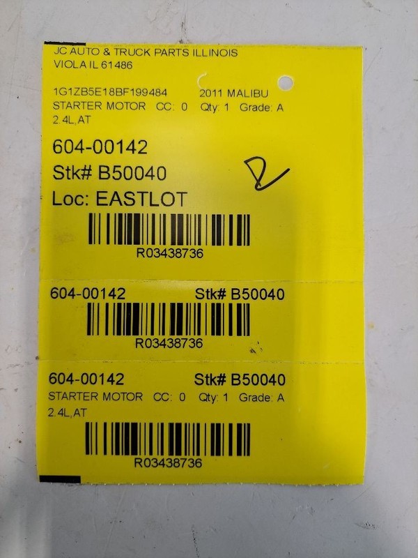 Starter Motor Fits 10-17 EQUINOX 3438736