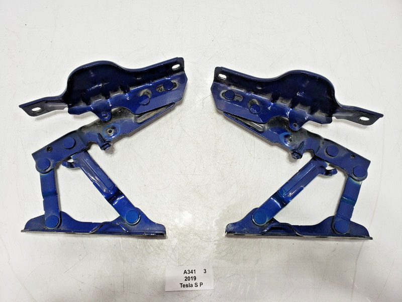 ✅ 12-20 OEM Tesla Model S Front Left Right Bonnet Hood Hinge Bracket Blue SET