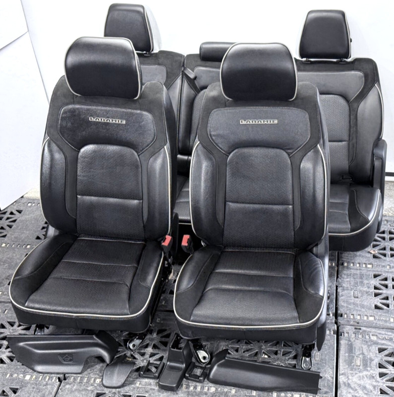 ✅ 19-25 RAM 1500 5th LARAMIE CREW CAB OEM LEATHER SEATS SET of 4 BLACK Heat Cool