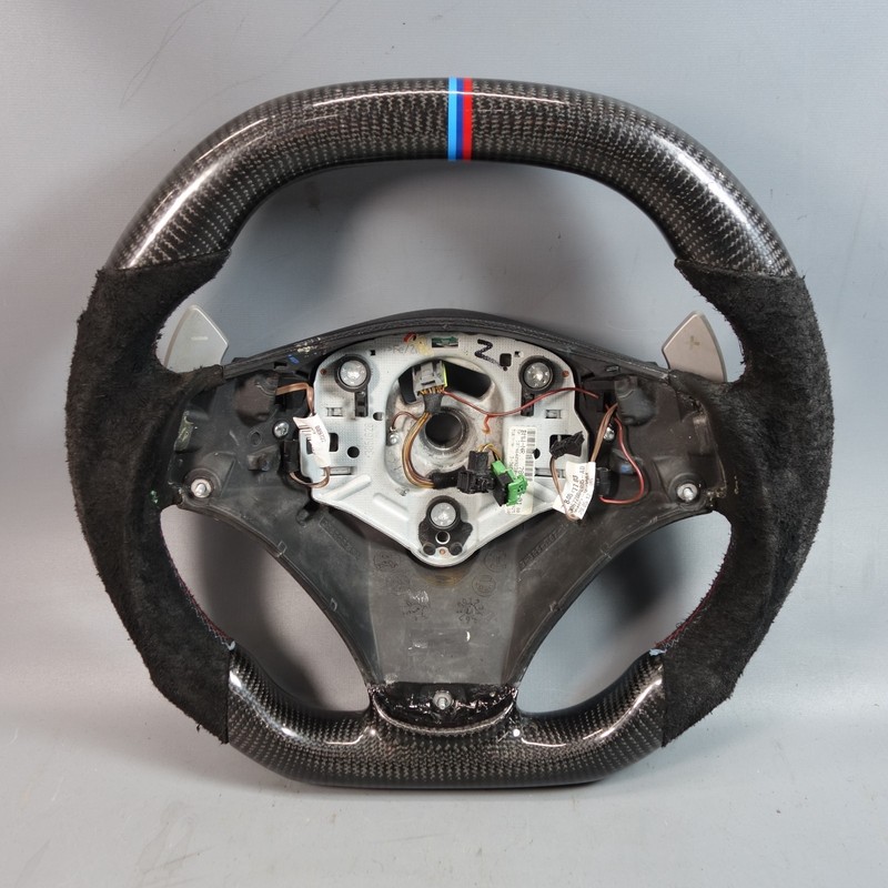 Damaged BMW E9x M3 DCT Custom Carbon Alcantara Steering Wheel Flat Bottom