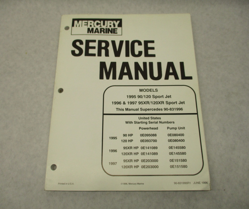 90-831996R1 Mercury Marine Service Repair Manual Sport Jet 90 95 120 1995-97