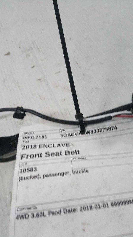 2018 Buick Enclave OEM Grey Seat Belt - Used, 95K Miles, Warranty Included