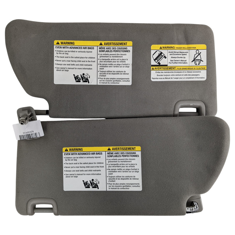 13-21 Nissan Frontier Xterra Passenger Right Driver Left Sun Visor Pair Gray OEM