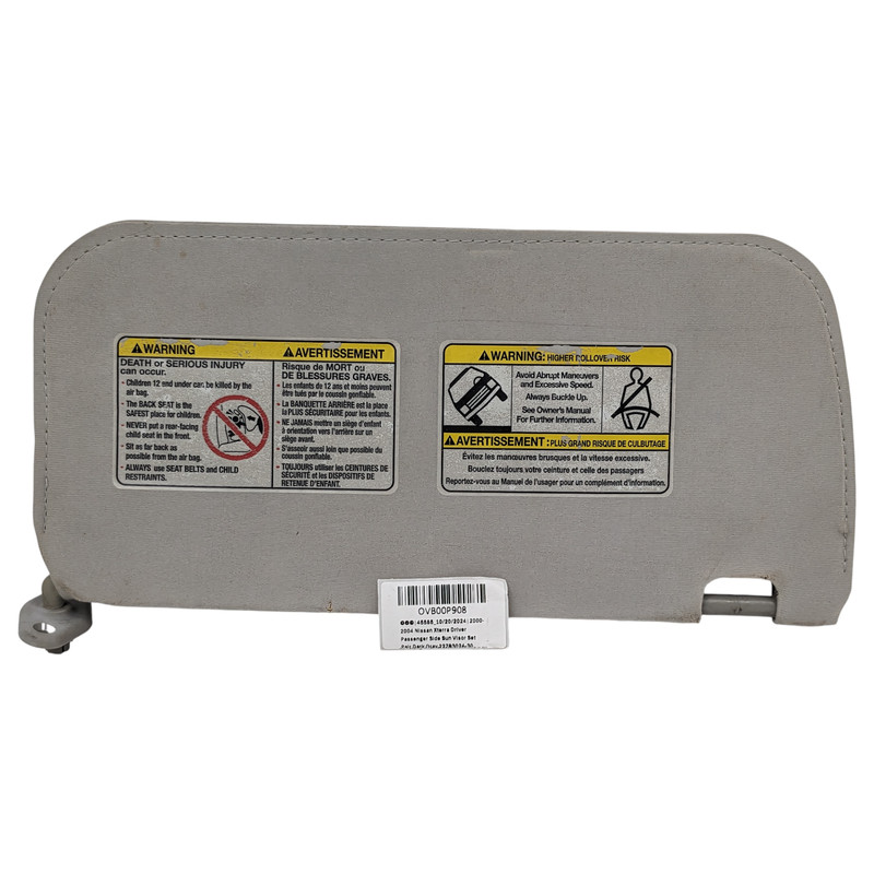 2000-2004 Nissan Xterra Passenger Right Side Sun Visor Gray Cloth 16 inch