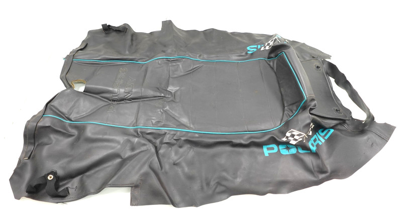 GOOD USED 1998 Polaris Indy Trail OEM Seat Cover (Black / Teal / Checkered Flag)