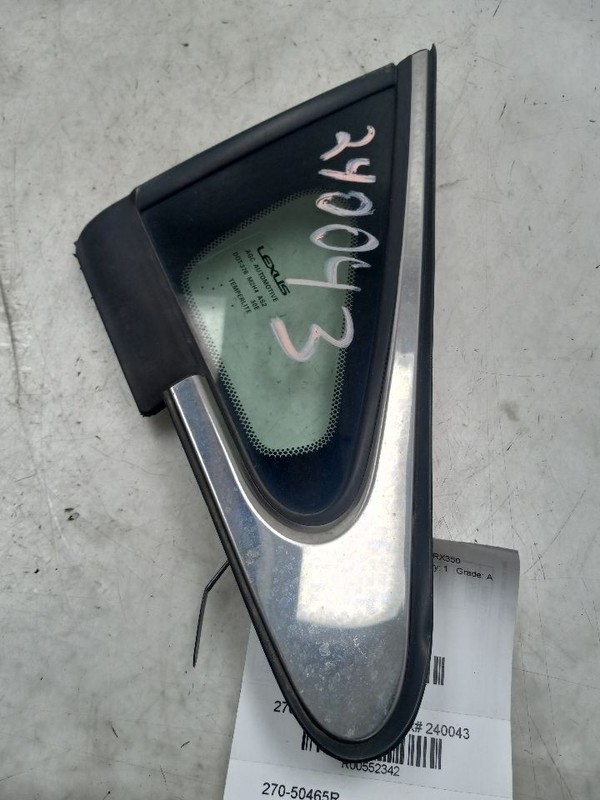 10 11 12 13 14 15 LEXUS RX350 PASSENGER RIGHT A PILLAR QUARTER GLASS