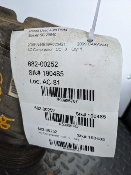 AC Compressor Without Rear AC Fits 08-10 CARAVAN 955767