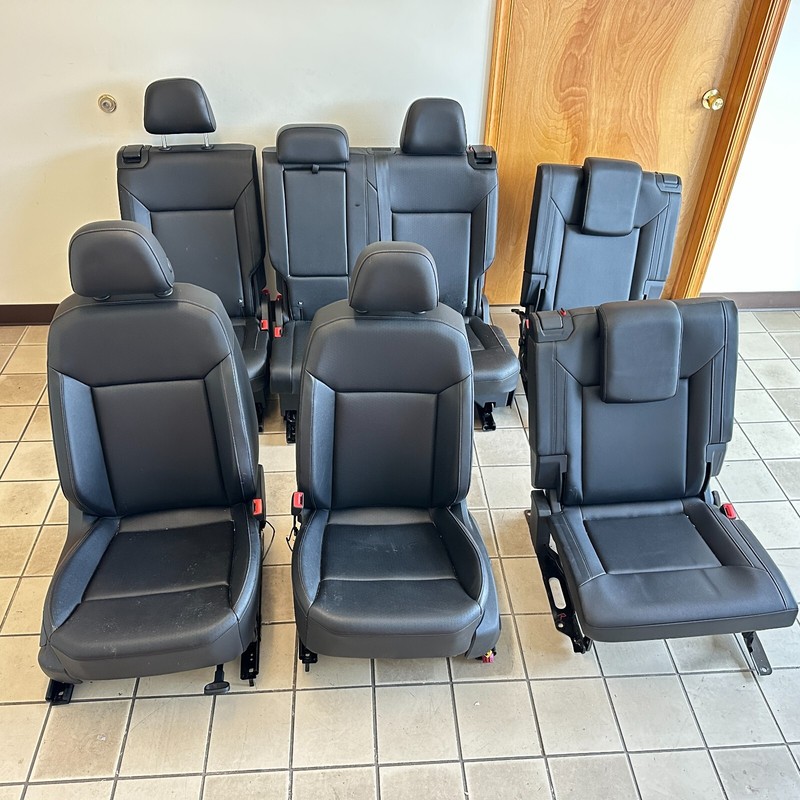 2018 VOLKSWAGEN ATLAS SE FRONT & 2ND & 3ND ROW SEAT FULL SET BLACK LEATHER OEM
