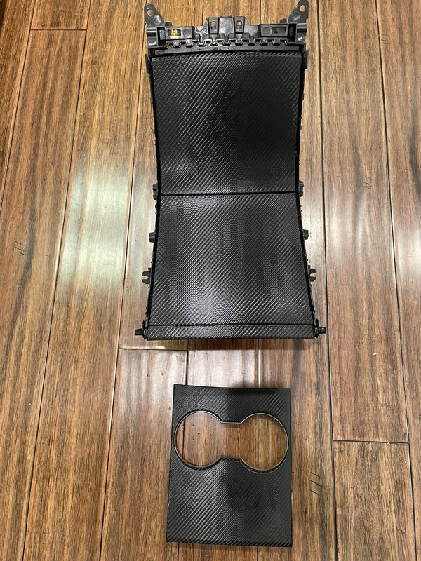 2020 2021 Tesla Model Y Front Center Console Insert Parts, Carbon Fiber Wrapped