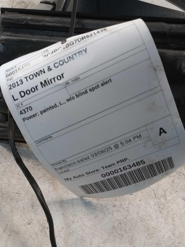 2013 Chrysler Town & Country Left Door Mirror Assembly Tan OEM 139K Miles