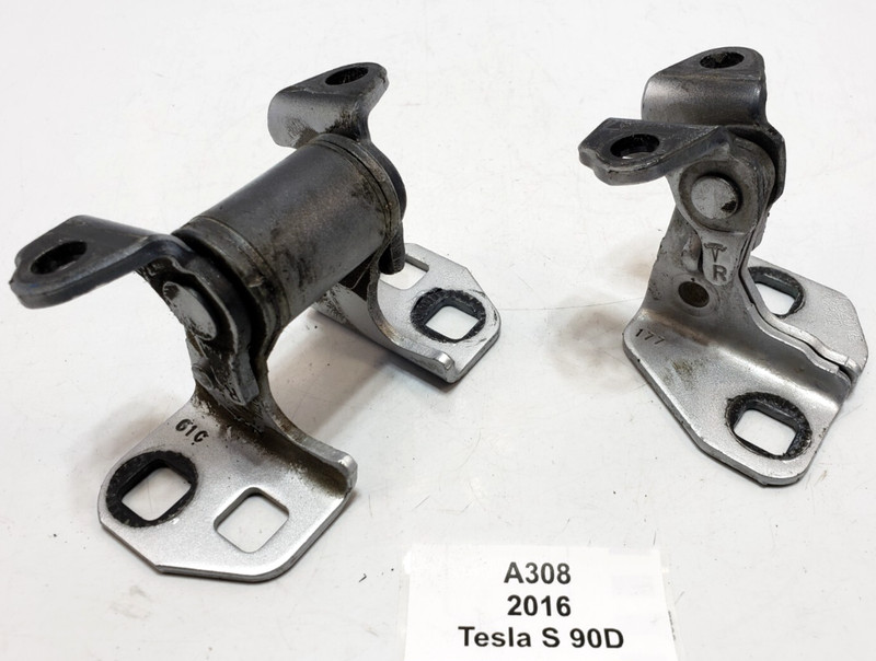 ✅ 12-20 OEM Tesla Model S Rear Left Driver Door Hinge Upper Lower Silver SET