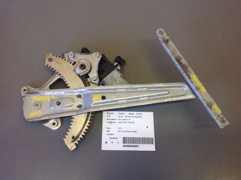 Right Passenger Rear Window Regulator Fits 2012-2019 Nissan Versa Sedan 43833