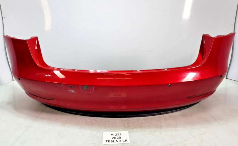 ✅ 2017-2023 OEM Tesla Model 3 Rear Bumper Cover Red W/ Splash Shield NOTE*