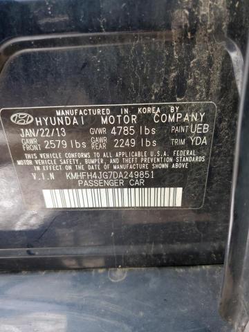 2013 Hyundai Azera Right Tail Light Assembly Black OEM 205865 75K Miles