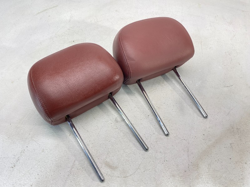 04-10 BMW E63 645 650 Coupe Front Left Right Leather Seat Headrest Red Set! OEM✅