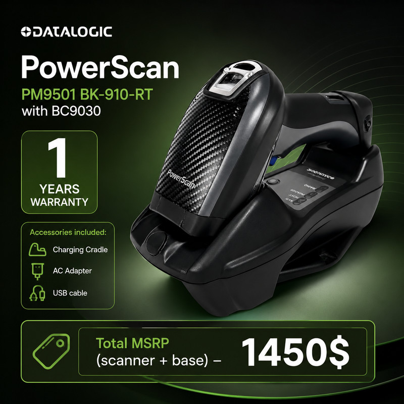 💚RESTORED💚Datalogic POWERSCAN PM9501 BK-910-RT Barcode Scanner w/Bundle