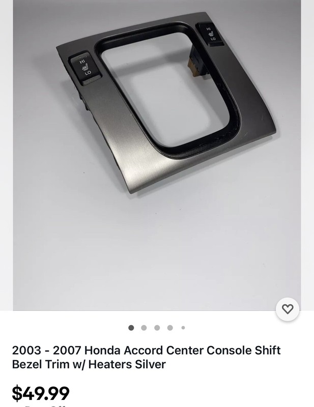 2003 - 2007 Honda Accord Center Console ShiftBezel Trim w/ Heaters Silver sil