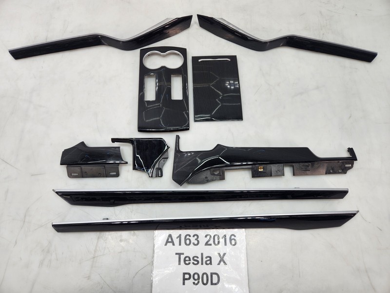 ✅ 16-20 OEM Tesla Model X Front Rear Left Right Dashboard Wood Trim SET NOTE*