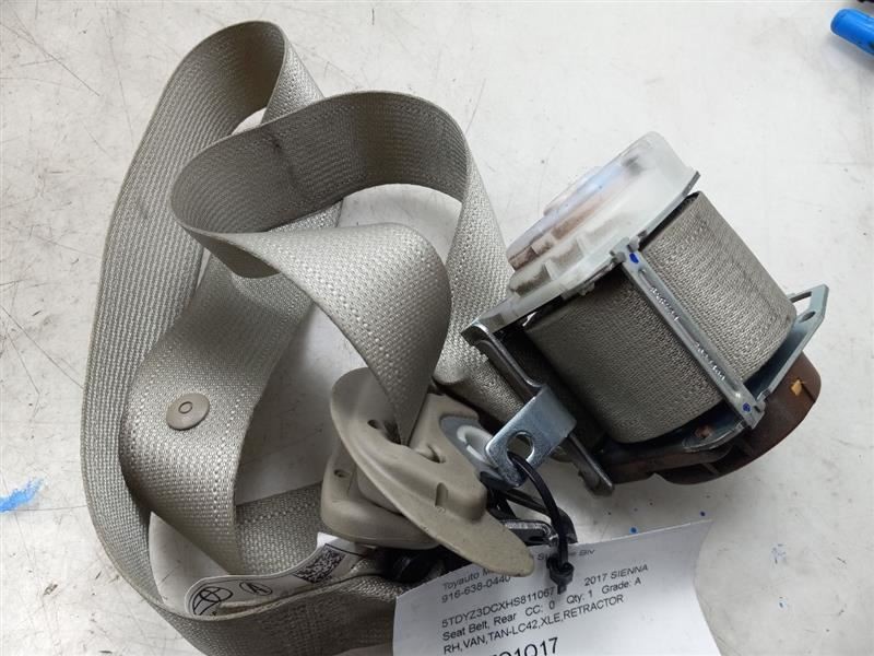 2017 TOYOTA SIENNA XLE PASSENGER SIDE REAR SEAT BELT ASSEMBLY