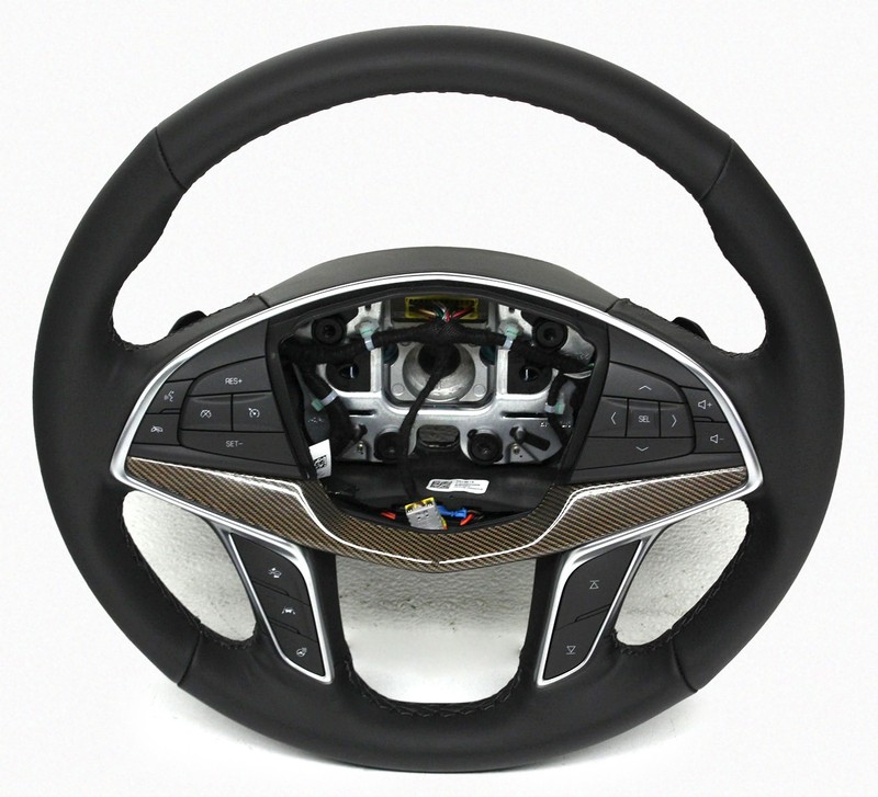 OEM Steering Wheel For Cadillac XT5 Black Leather Gold Carbon Fiber 84859078