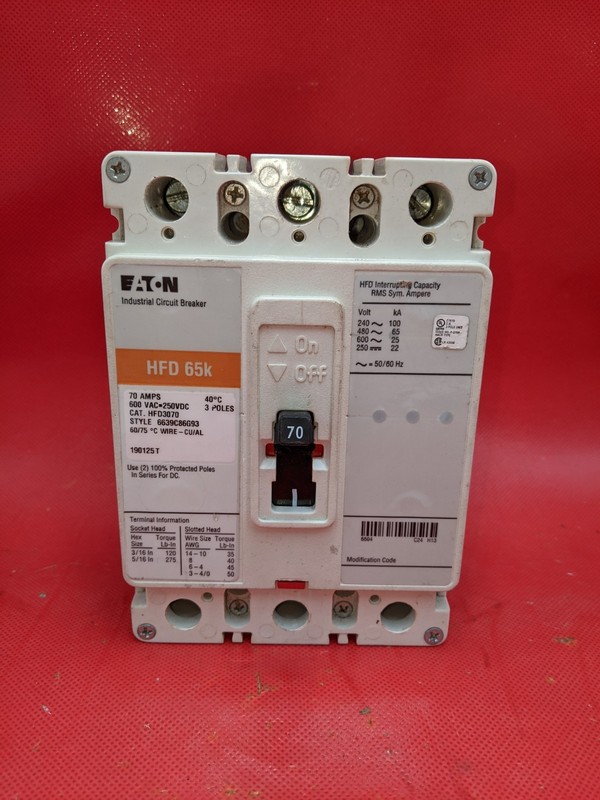 EATON HFD3070 65K 3 POLE 70 AMP BREAKERWD-17463