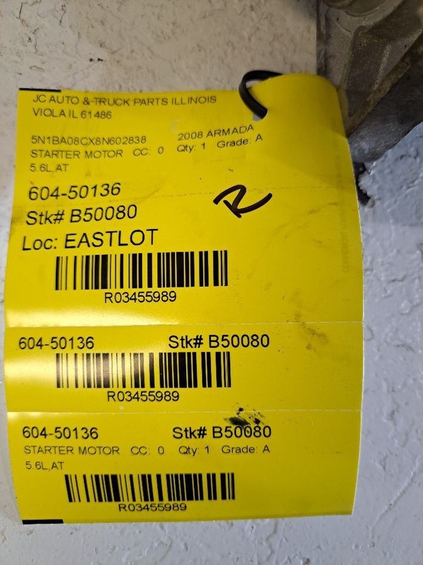 Starter Motor Flex Fuel VIN B 4th Digit Fits 07-10 TITAN 3455989