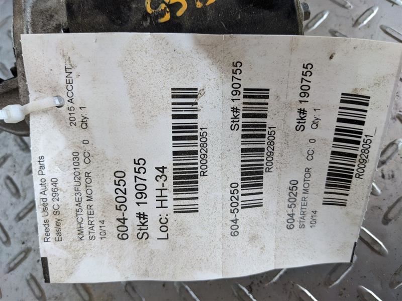 Starter Motor Fits 12-17 ACCENT 928051