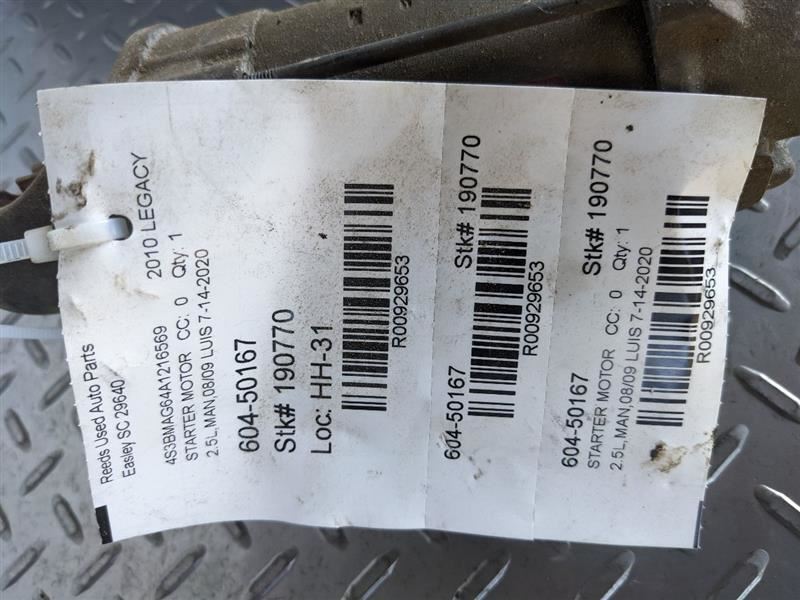 Starter Motor Fits 08-14 LEGACY 929653