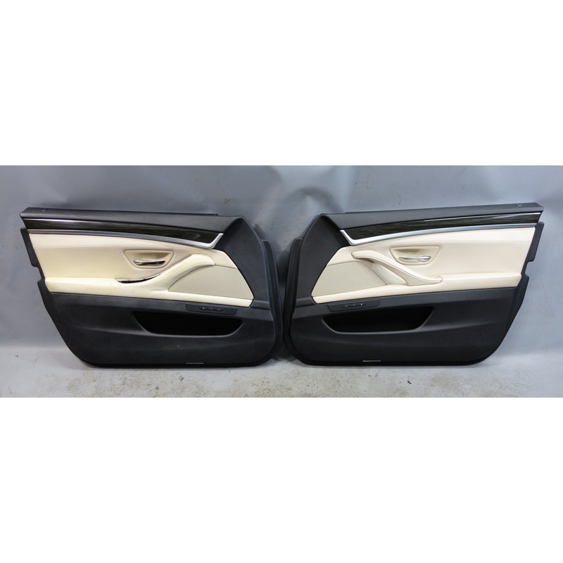 11-16 BMW F10 5-Series Front Door Card Trim Panels Ivory White Napa Leather OEM