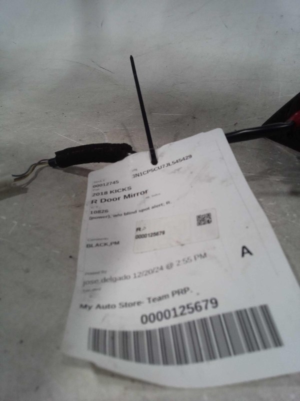 2018 Nissan Kicks Right Door Mirror Assembly Grey OEM Used 664392 35K Miles