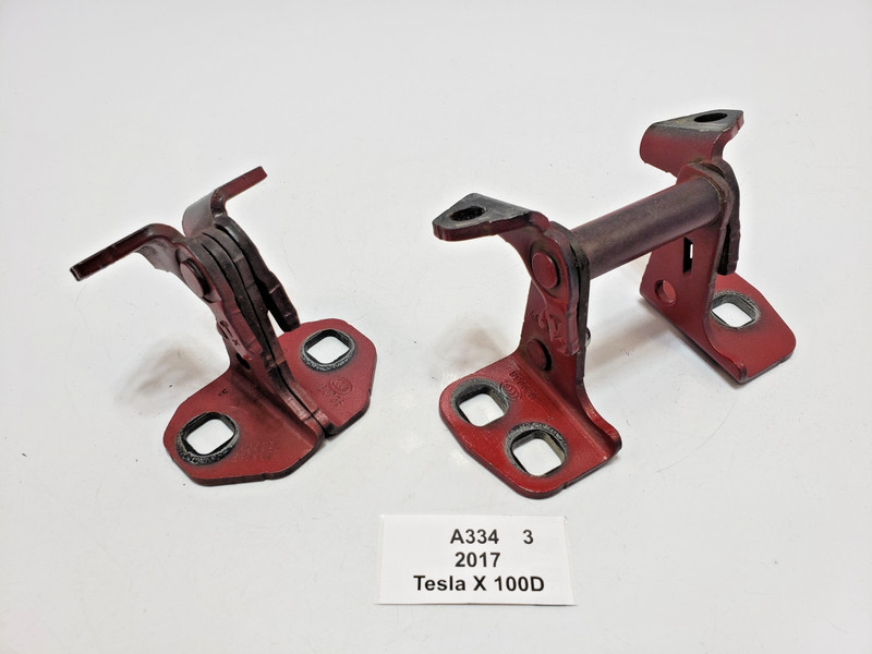 ✅ 16-23 OEM Tesla Model X Front Left Driver Door Hinge Upper Lower Red SET