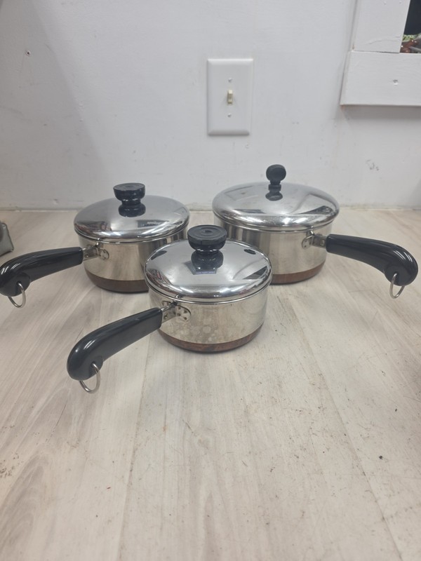 6 Pieces Vintage Revere Ware 1801 Copper Bottom1 Qt 1.5 Qt 2 Qt W/lids