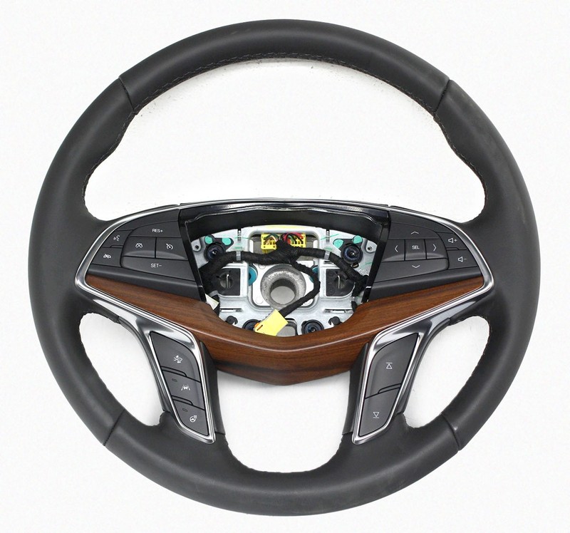 OEM Steering Wheel Base For Cadillac XT5 Black Leather with wood grain 84554941