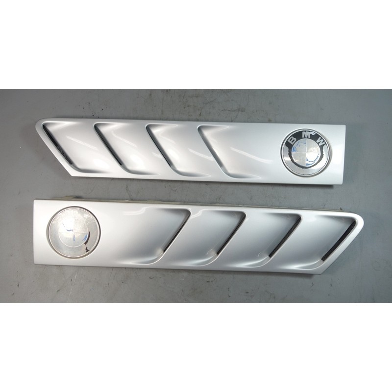 96-02 BMW Z3 Roadster Coupe Outside Cowl Hood Grille Trim Pair Titan Silver OEM