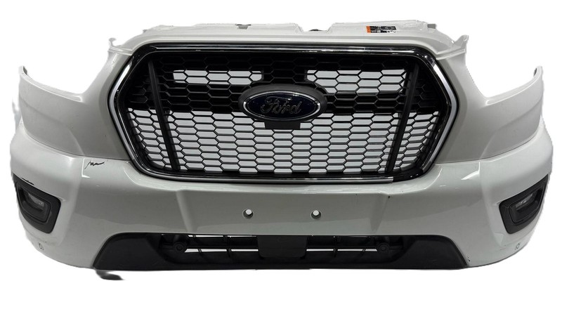 2020-2024 Ford Transit Front Bumper Assembly White Chrome Grl W/o Camera; W/ Fog