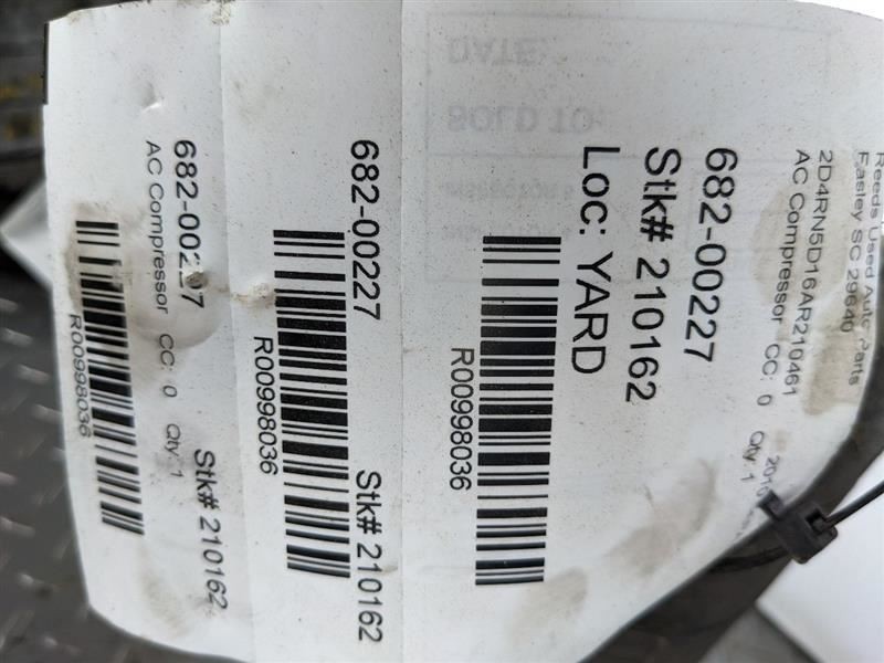 AC Compressor With Rear AC Fits 08-10 CARAVAN 998036