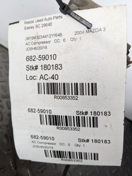 AC Compressor Thru 11/04 Fits 04-05 MAZDA 3 853352
