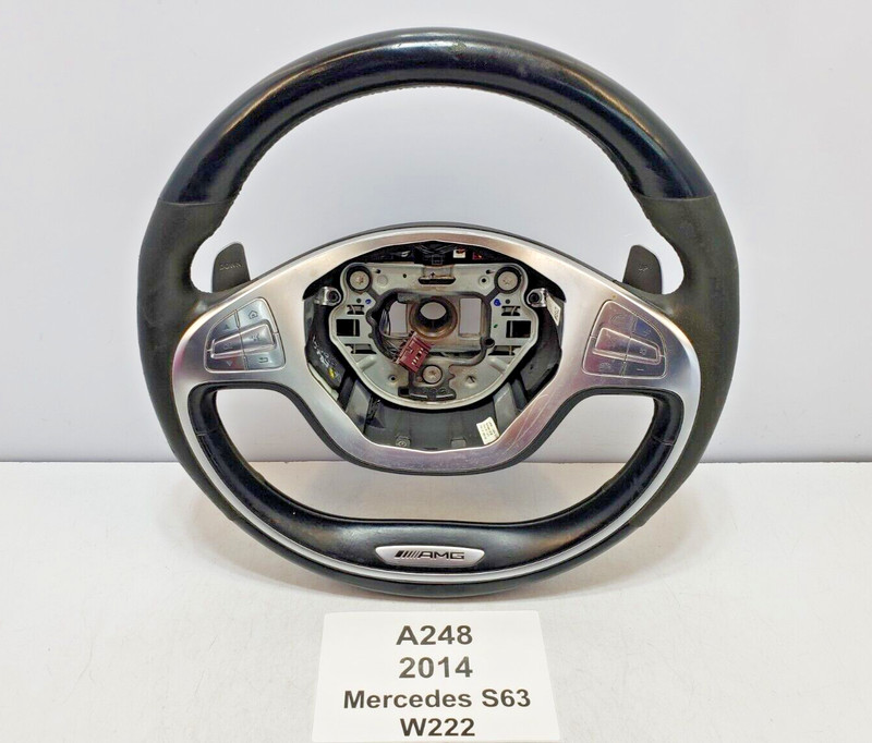 ✅ 2014-2017 OEM Mercedes W222 S63 AMG Steering Wheel Wood W/ Paddle Shifters *