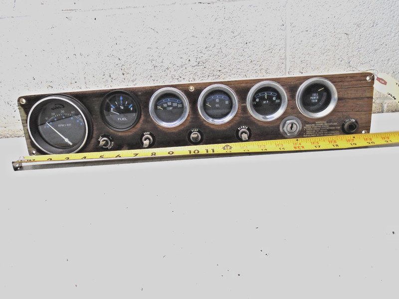 O1 Vintage Dashboard Panel w/ Gauges Boat RPM Fuel Oil Volts Temp Trim & More