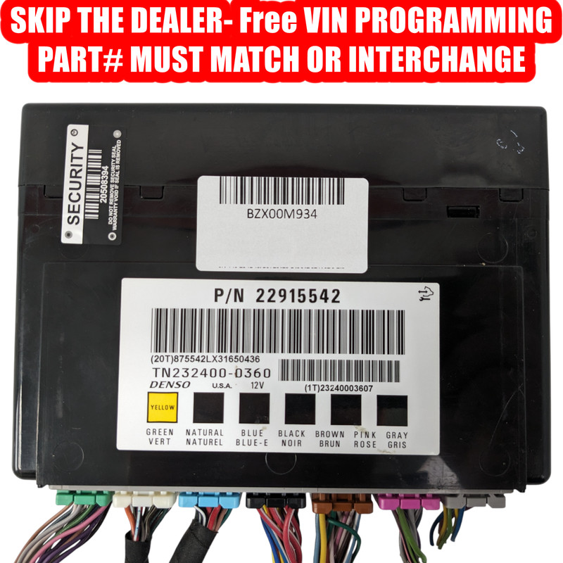 2013-2018 Chevrolet GMC Buick BCM Body Control Module 22915542 VIN PROGRAMMED
