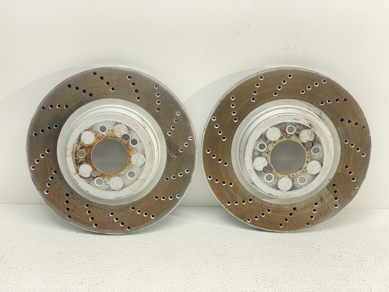 06-10 BMW E60 E63 E64 M5 M6 Rear Ventilated Perforated Brake Rotor Disc Set OEM✅