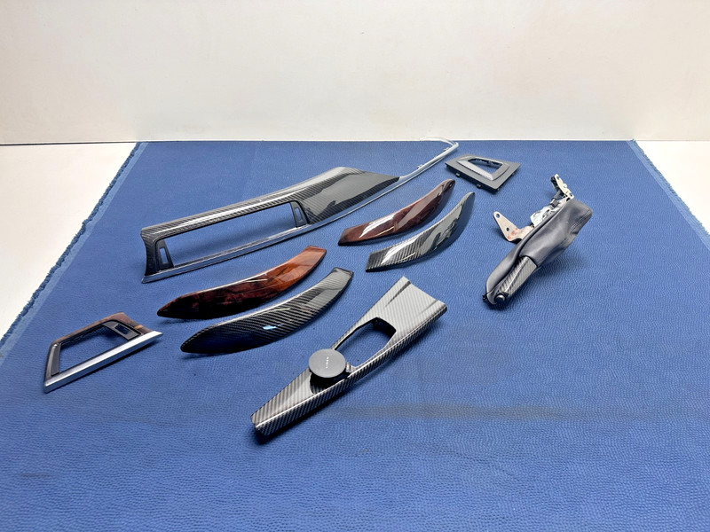 12–20 BMW F30 335i COMPLETE Carbon Fiber Dash Door Wood Trim Burr Walnut SET OEM