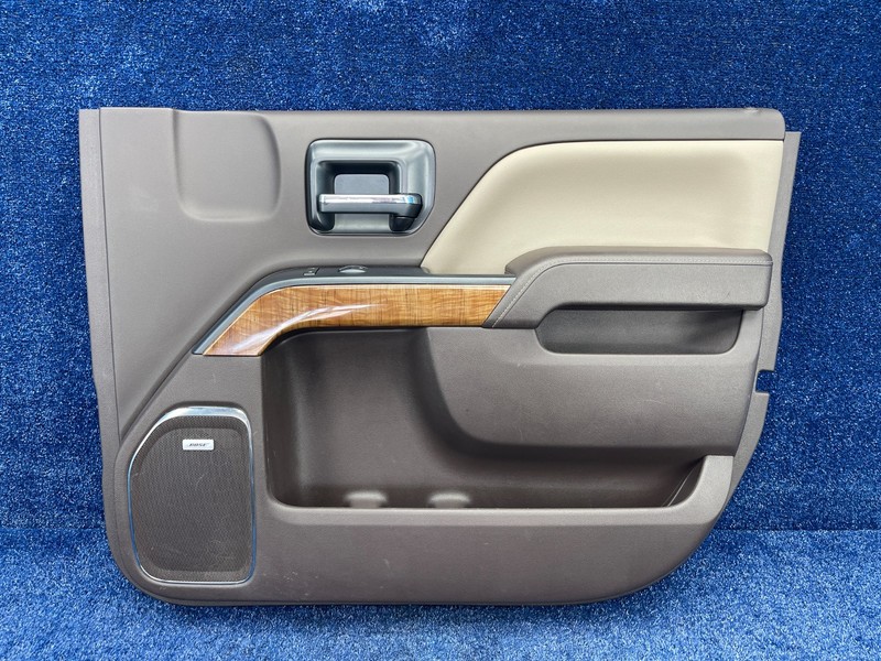 2014-18 GMC Sierra 1500 Front Right Door Trim Panel Brown Leather Wood Bose OEM