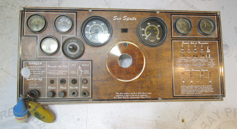 1984 Sea Sprite Continental Mark II Boat Dash Panel Gauge Cluster 24"x 11"