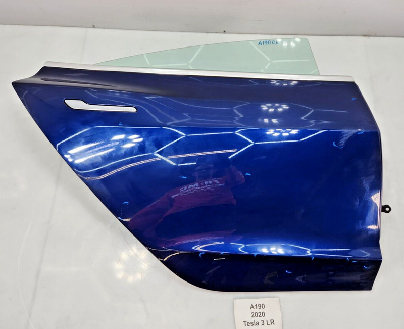 ✅17-20 OEM Tesla Model 3 Rear Right Passenger Door Panel Blue COMPLETE NOTE*