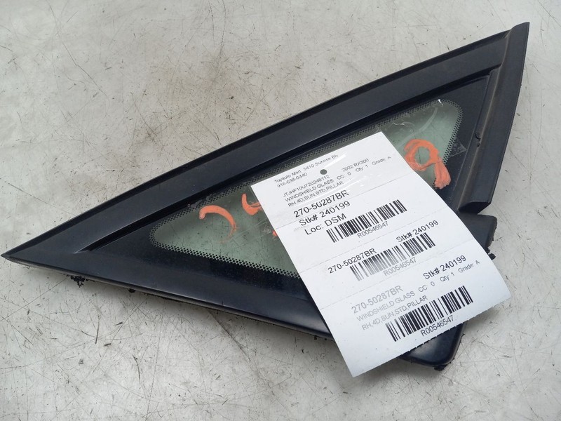 99 00 01 02 03 LEXUS RX300 PASSENGER RIGHT A PILLAR QUARTER GLASS
