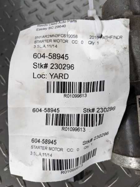 Starter Motor 6 Cylinder Thru 11/30/14 Fits 15 INFINITI QX60 1099613