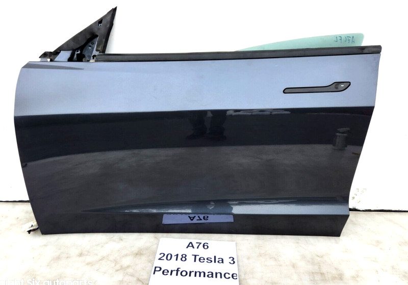 ✅ 17-20 OEM Tesla Model 3 Front Left Driver Door Shell Panel Gray W/ Glass